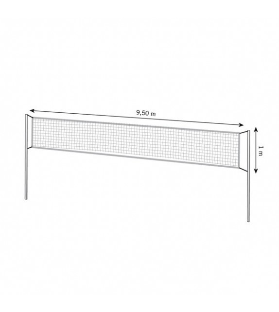 Volleyball - filet câble acier - 9.5m x 1m