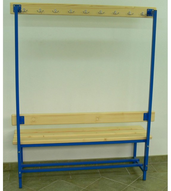 Bank voor kleedkamers - 3 m met kapstok