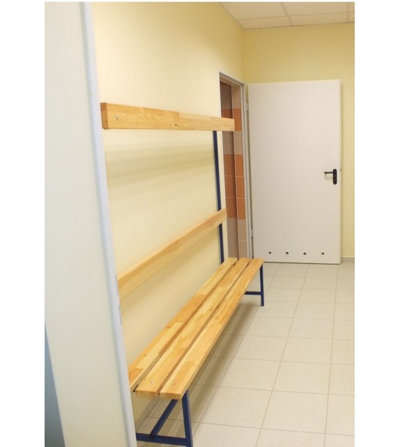 Bank voor kleedkamers - 3 m met kapstok