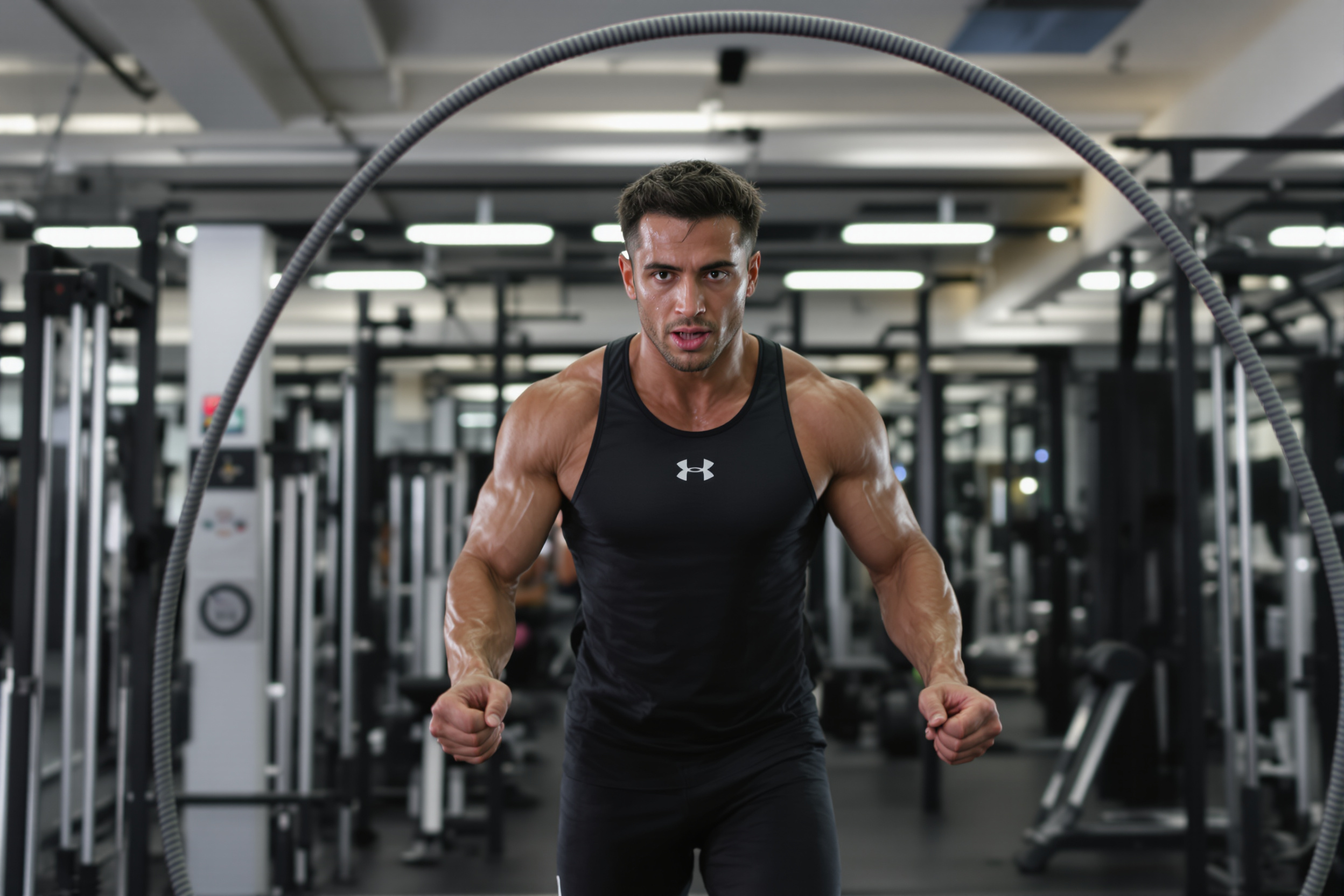 Intensieve HIIT-training met een professioneel springtouw